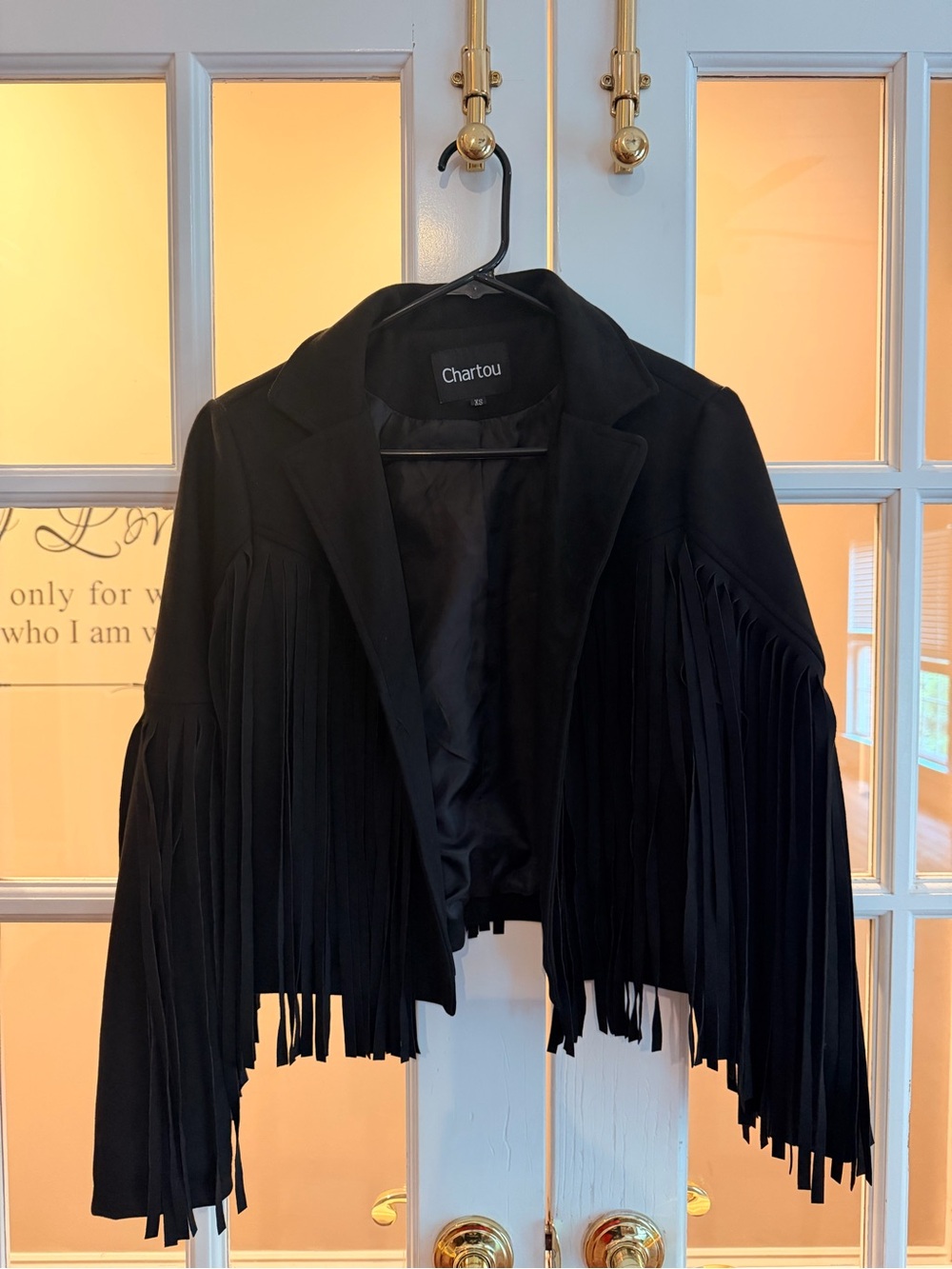 Amazon Black Fringe Leather Jacket - Women's Cropped Coat